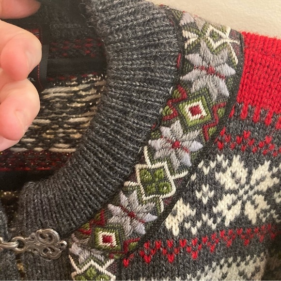 NORWOOL Sz S Setesdal 100% Wool Fair Isle  Style Ornate Design Buttons Cardigan - Picture 7 of 10